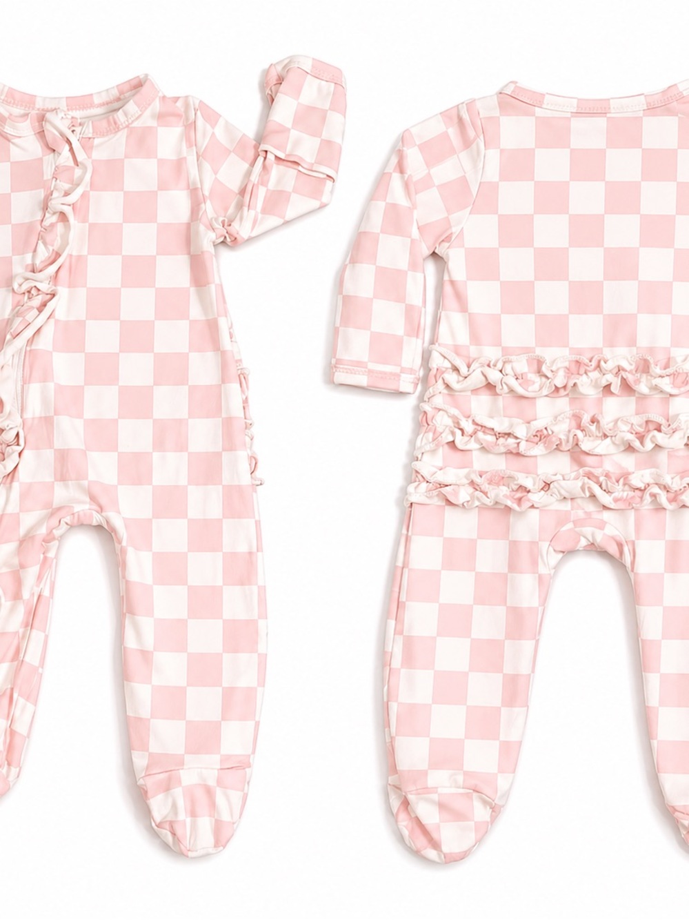 Baby Girls' Pink Check Ruffle One-Piece - 0467